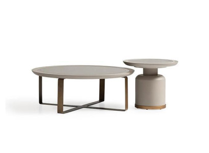 Complete e Coffee table Side table Beige Sofa table Metal Living room